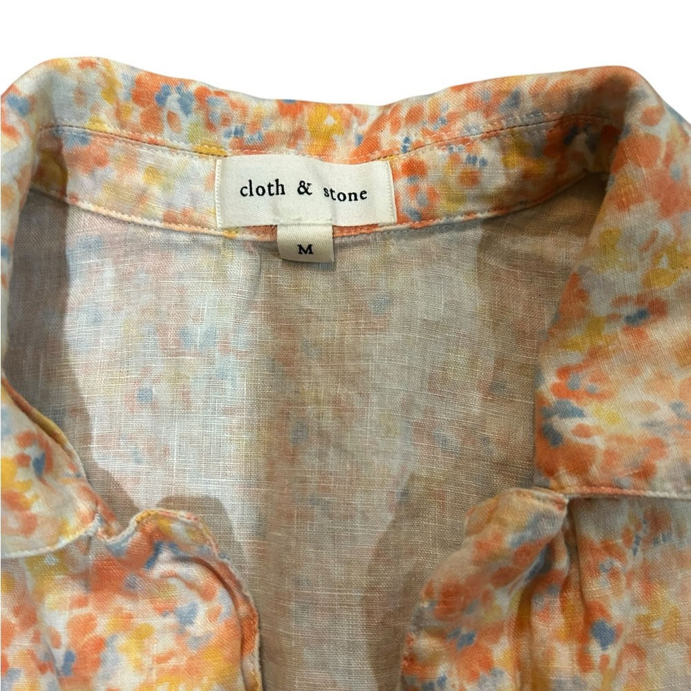 cloth & stone Floral Short-Sleeve Button Front Blouse in Peach Multi - Picture 6 of 6
